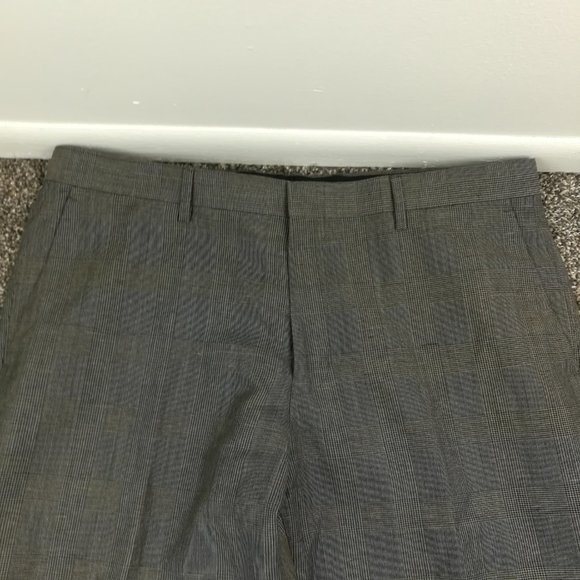 2020 J Crew Pants Ludlow Italian Linen Blend Glen Plaid Gray Mens 36x30 Slim Fit